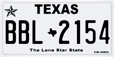 TX license plate BBL2154