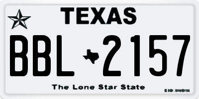 TX license plate BBL2157