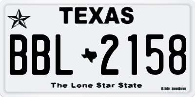 TX license plate BBL2158