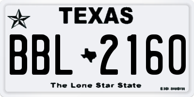 TX license plate BBL2160
