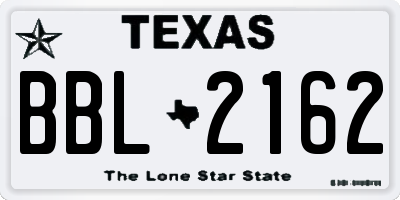 TX license plate BBL2162