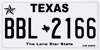 TX license plate BBL2166