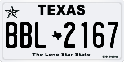 TX license plate BBL2167