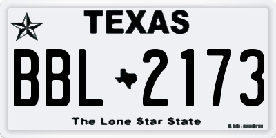 TX license plate BBL2173