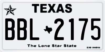 TX license plate BBL2175