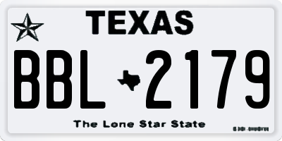 TX license plate BBL2179