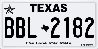TX license plate BBL2182