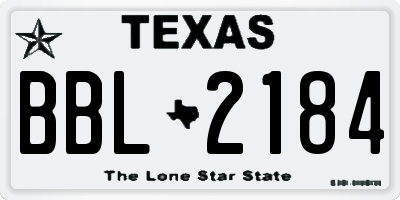 TX license plate BBL2184