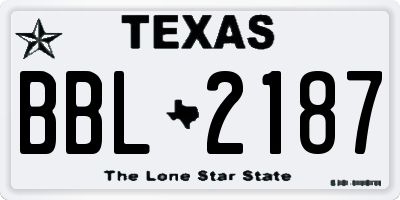 TX license plate BBL2187