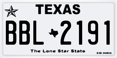 TX license plate BBL2191