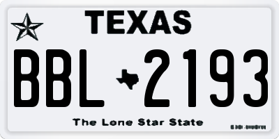 TX license plate BBL2193
