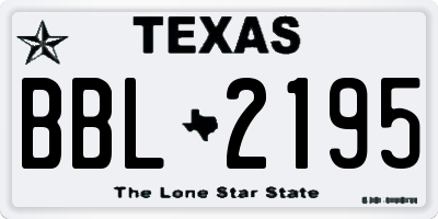 TX license plate BBL2195