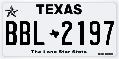 TX license plate BBL2197