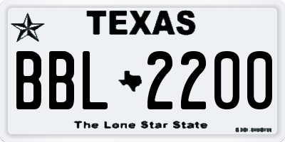 TX license plate BBL2200
