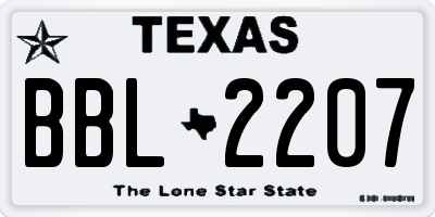 TX license plate BBL2207