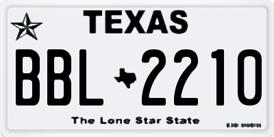 TX license plate BBL2210