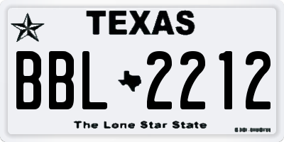 TX license plate BBL2212