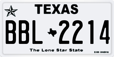 TX license plate BBL2214