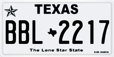 TX license plate BBL2217