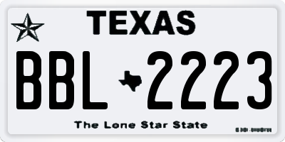 TX license plate BBL2223