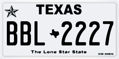 TX license plate BBL2227