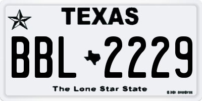 TX license plate BBL2229