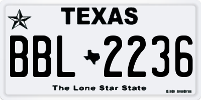 TX license plate BBL2236