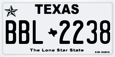 TX license plate BBL2238