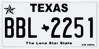 TX license plate BBL2251