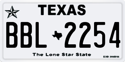 TX license plate BBL2254