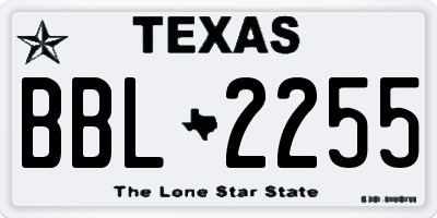 TX license plate BBL2255