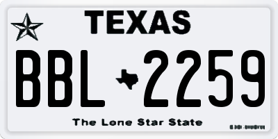 TX license plate BBL2259