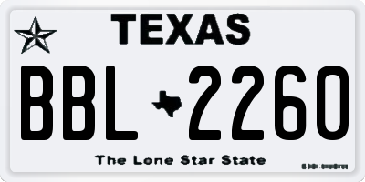 TX license plate BBL2260