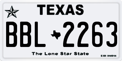 TX license plate BBL2263