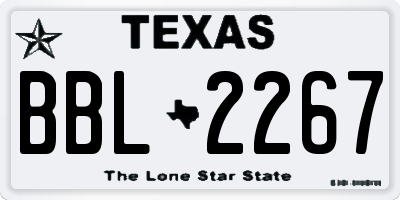 TX license plate BBL2267