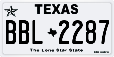 TX license plate BBL2287