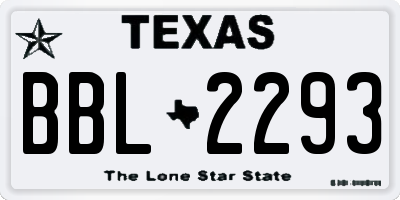 TX license plate BBL2293