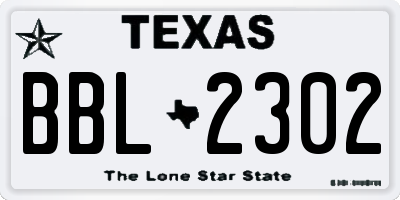 TX license plate BBL2302