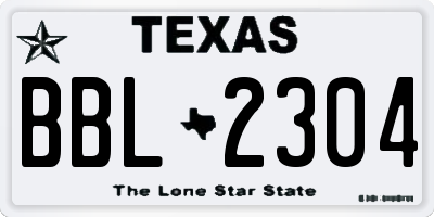 TX license plate BBL2304