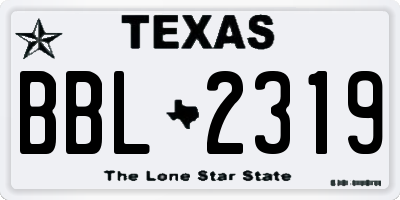 TX license plate BBL2319