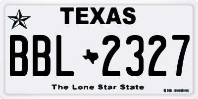 TX license plate BBL2327