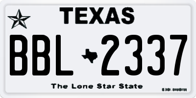 TX license plate BBL2337