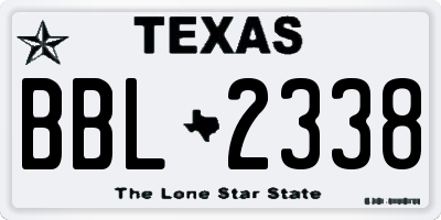 TX license plate BBL2338