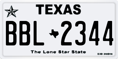 TX license plate BBL2344