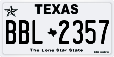 TX license plate BBL2357