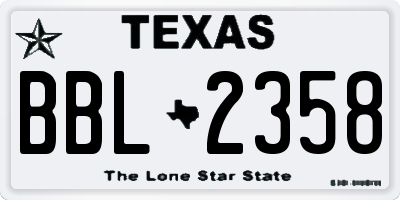 TX license plate BBL2358