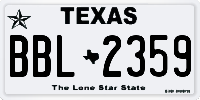 TX license plate BBL2359