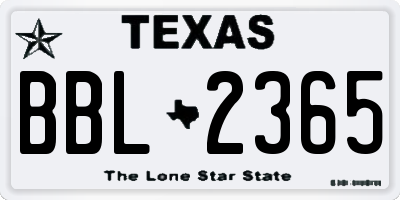 TX license plate BBL2365