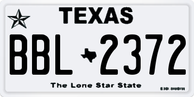 TX license plate BBL2372