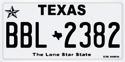 TX license plate BBL2382
